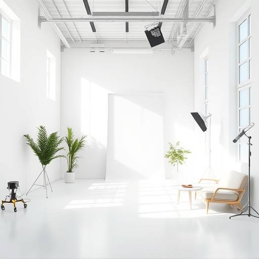 스튜디오 A 내부 모습 - 화이트톤 배경과 자연광이 풍부한 공간